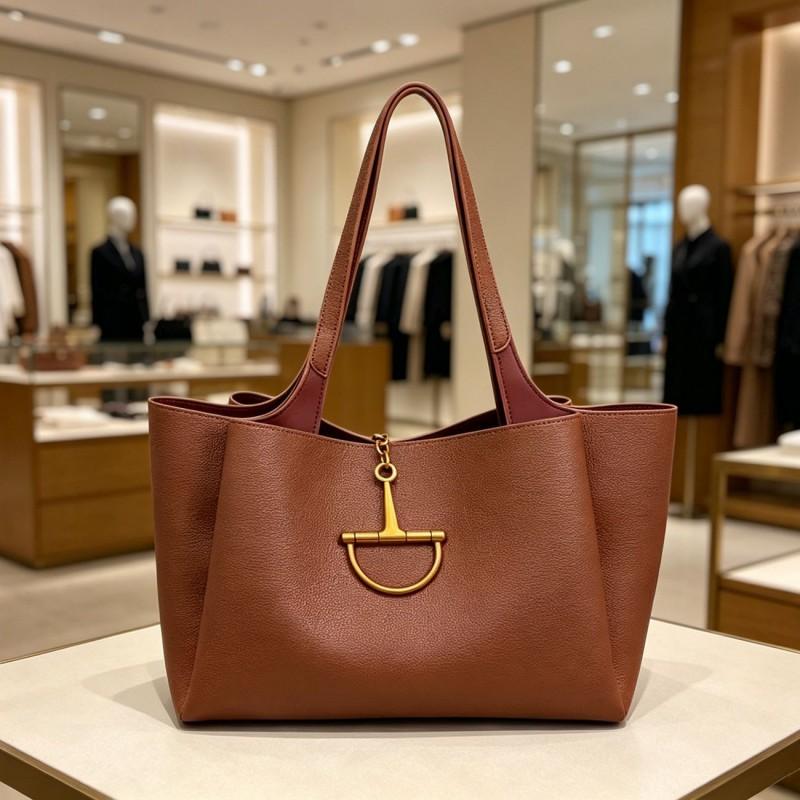 Womens Large PU Tote Shoulder Bag Retro Minimalist Crossbody Daily Commute Street Style