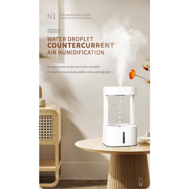 Anti-Gravity Water Drop Backflow Humidifier, Ultrasonic Mist Maker with Remote Control & RGB LED Color Night Light