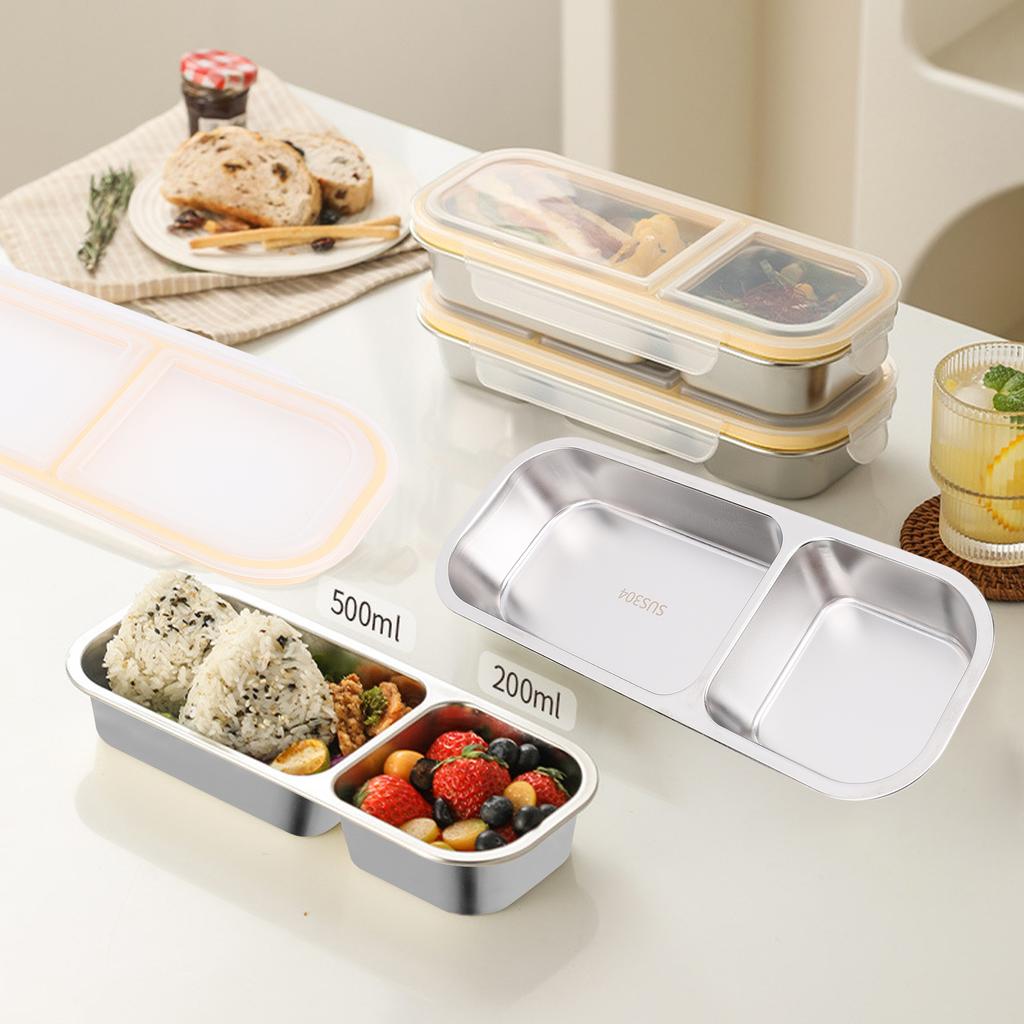 Outdoor Stainless Steel Lunch Box Camping Hiking Travel Portable Food Container Stainless Steel Color