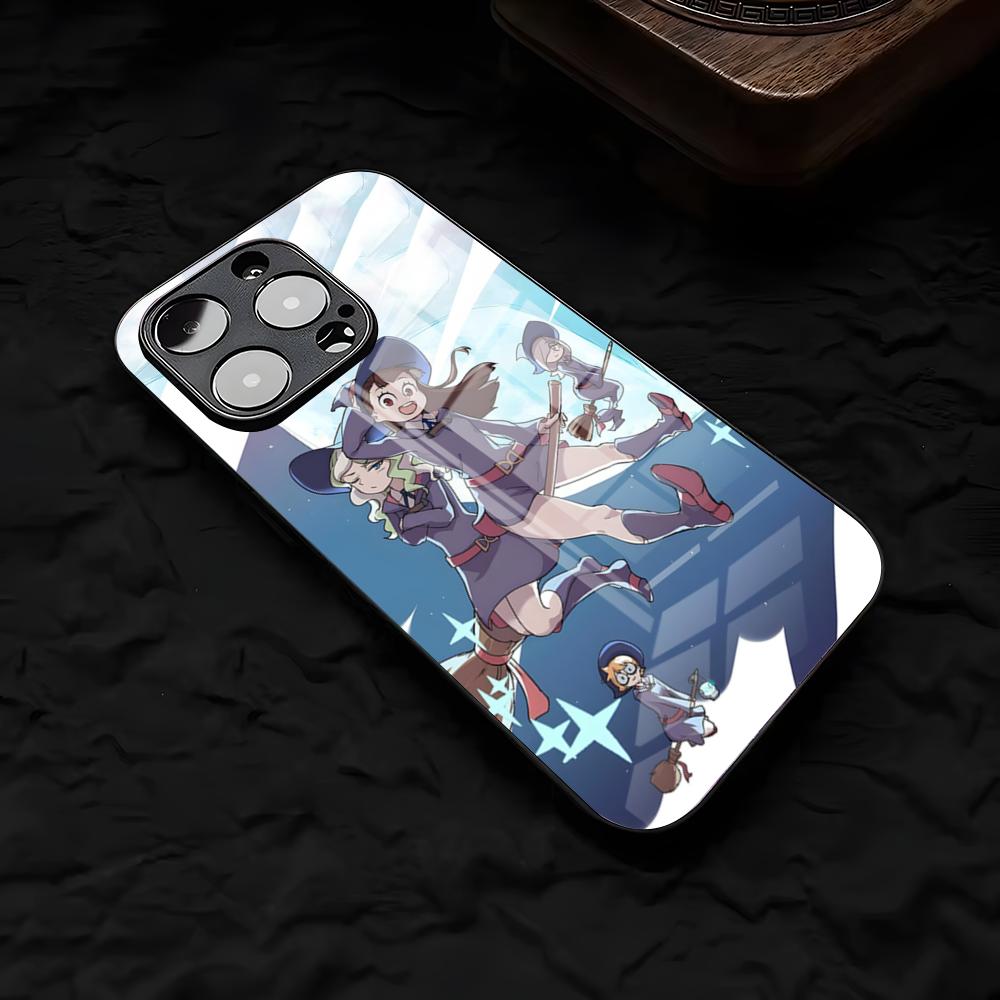 L-Little Witch Academia Phone Case For IPhone 17 Air 16 E Pro Max 15 14 13 Mini 12 Pro 11 Max Plus Black Glass Cover