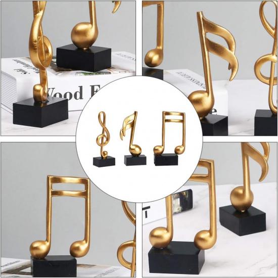 DOITOOL 3pcs Music Note Decor Musical Note Figurines Tabletop Musical Sculptures Resin Statue Crafts Music Note Figurine for Table Centerpiece Crafts