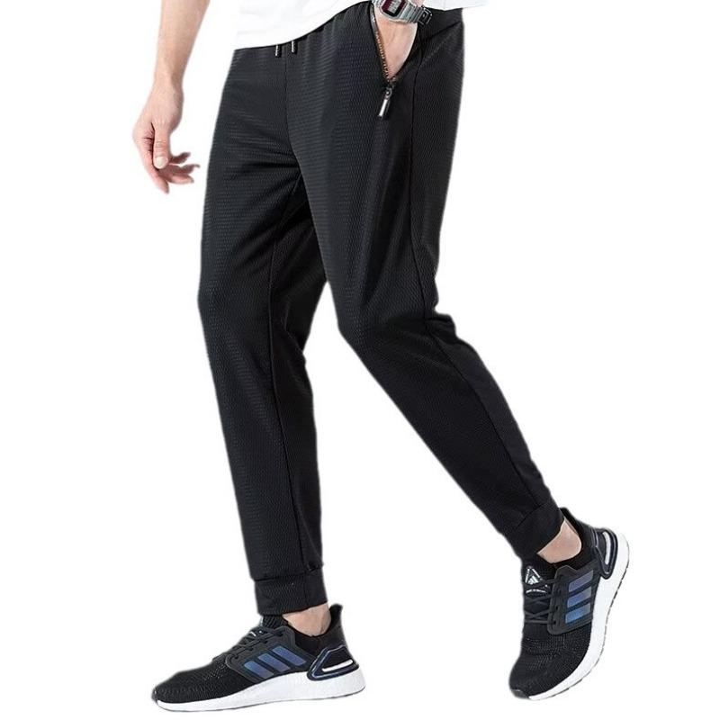 Ice silk mesh cool and breathable sweatpants men's summer thin green loose casual trousers