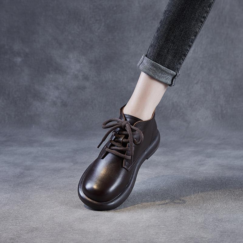 Leather Short Boots Women's Platform Martin Boots Autumn and Winter Thick Heel Women's Boots Leather Shoes Spring and Autumn Versatile Single Boots