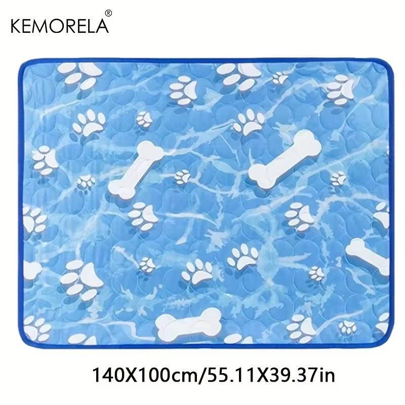 Extra Large Cooling Mat for Dogs & Cats Washable Summer Pet Self-Cooling Pad with Bone Paw Print Design For Cat Beds Dog Houses