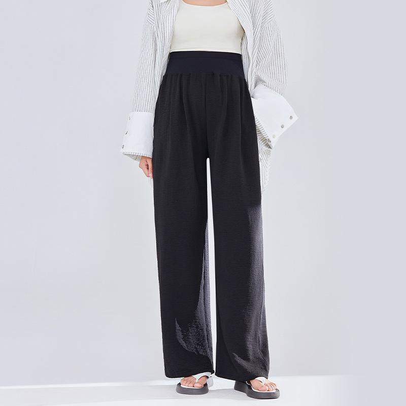 

Maternity pants casual pants loose outer wear spring and summer thin drape and thin Pupu clothing versatile maternity pants wide-leg pants M чёрный
