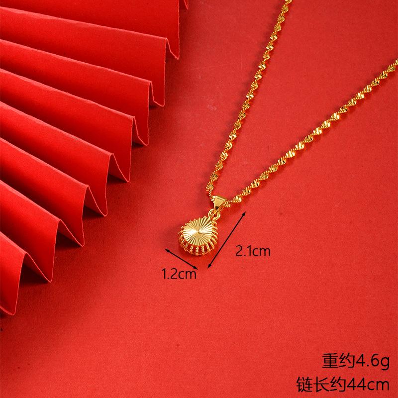 Vietnamese gold-plated necklace for women, long-lasting color, vintage heart-shaped imitation gold jewelry, copper alloy accessory, new clavicle