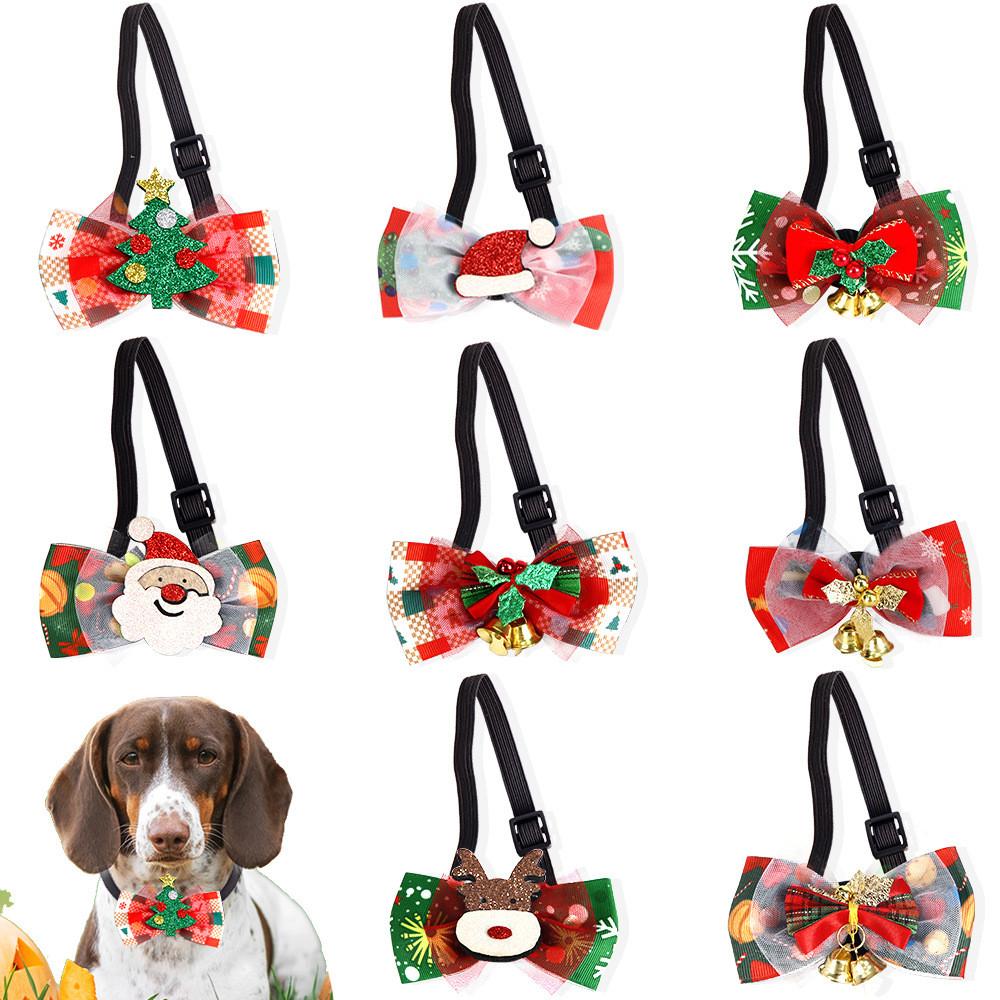 Joyful Pet Christmas Collar Featuring Cartoon Bow Tie And Festive Jingle Bells Pets For