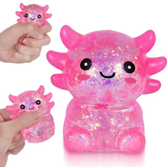 1/4Pcs Glitter Salamander Squeeze Toy Stress Relief Cartoon Salamander Sensory Toy Decompression Clear