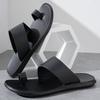 Men Brown Flip Flops Flats Slippers Summer White Sandals Retro Black Leather Beach Shoes Plus Size