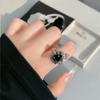Simple Poker A Serpentine Black Drip Vintage Vintage Open Ring Niche Design Punk Personality Ring Female