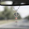 Guardian Heart Wing Cross Charm - Car/Steering Wheel/Handbag Pendant Silver Tone with Pink Crystal Elegant Decor for Auto Interior & Bag Accessory