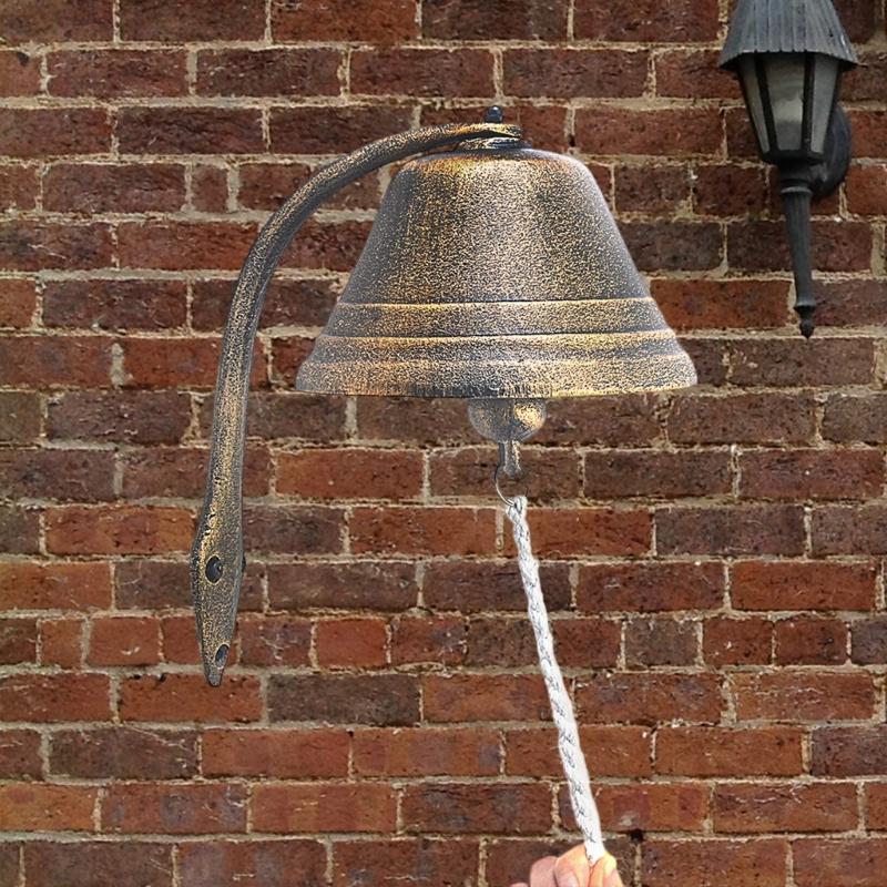 Vintage Wrought Iron Dinner Bells Outdoor Entry Door Decoration Weather Resistant Garden Gate Doorbell with Clear Sound