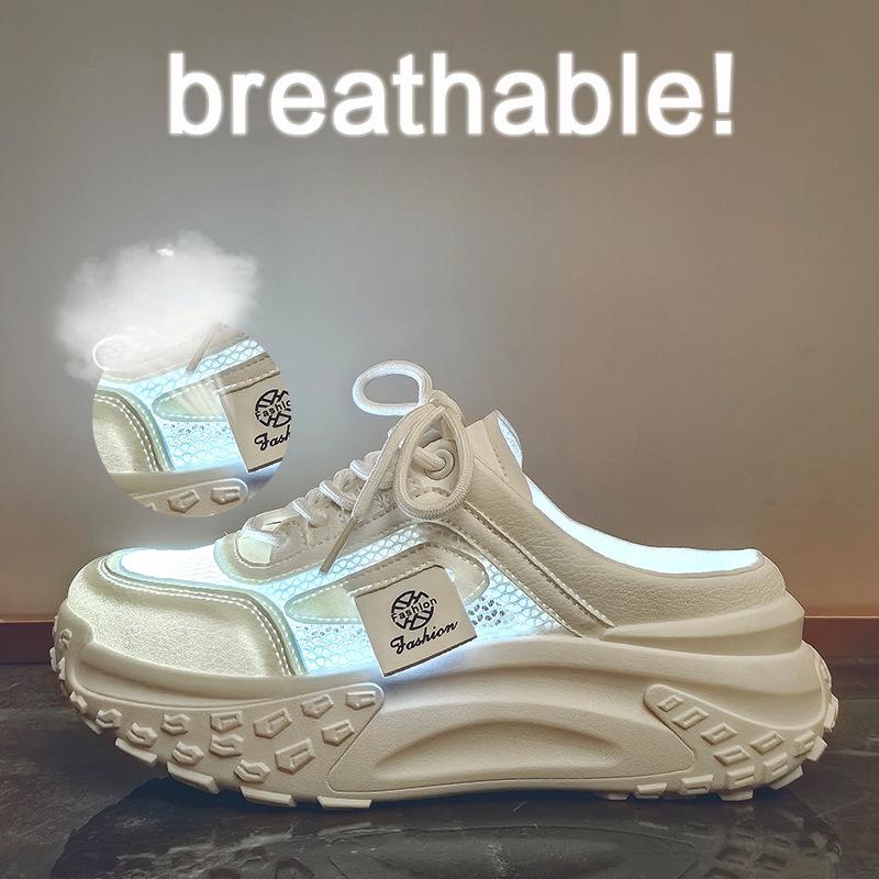 New Summer Half-support Dad Shoes for Women Mesh Breathable Students