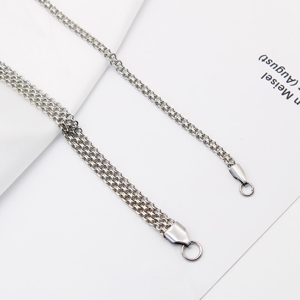 3-6mm Multi-Row Beveled Edge Chain Tennis Necklace in 18K Gold Stainless Steel