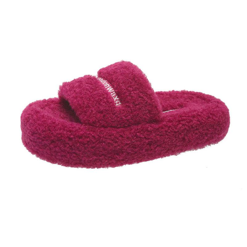 

Модный высококлассный пушистый шлепанцы женская верхняя одежда 2025 осень и зима новый удобная подошва бархат универсальный толстая подошва шлепанцы 40