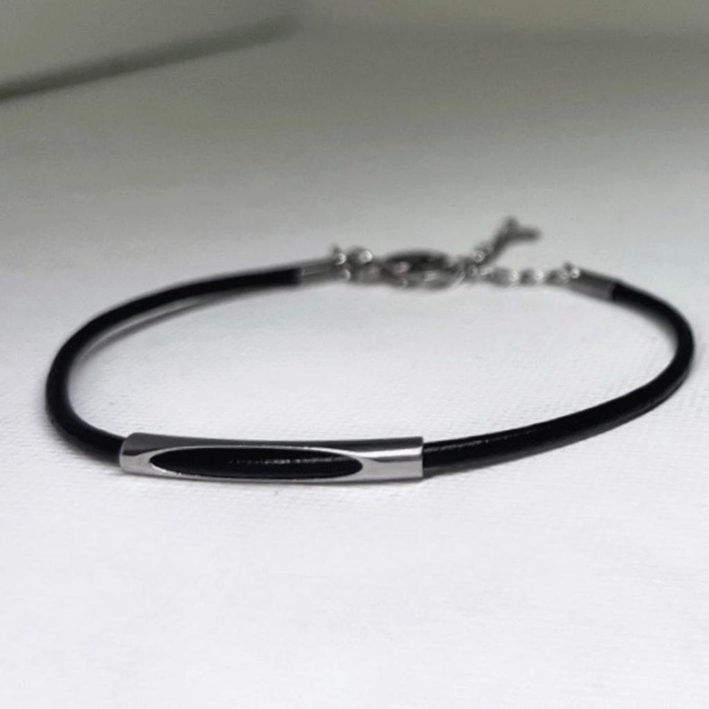 Glory_Arden [Unisex] Surgical Steel Copper-Shaped Unit Leather Bracelet / Ghmb-289