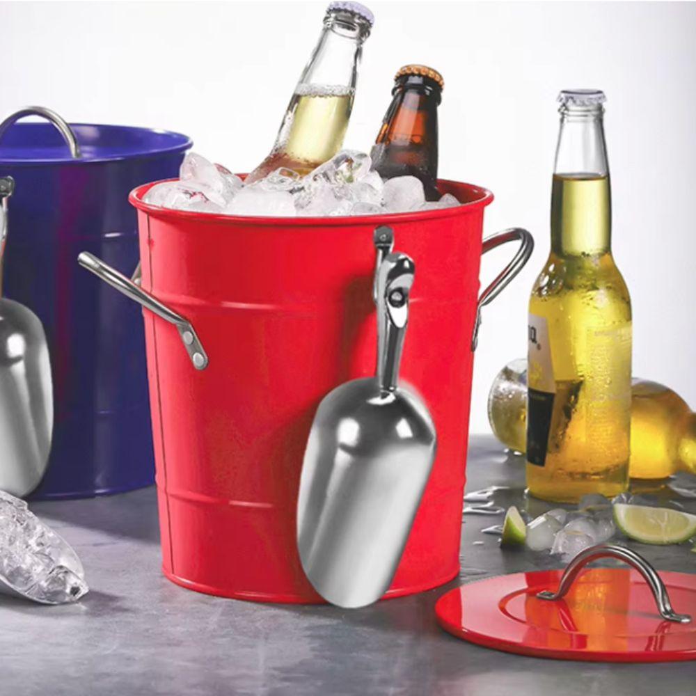 3500ml Beer Chiller Bin Galvanized Iron Beer Cooler Bucket Retro Ice Bucket Champagne