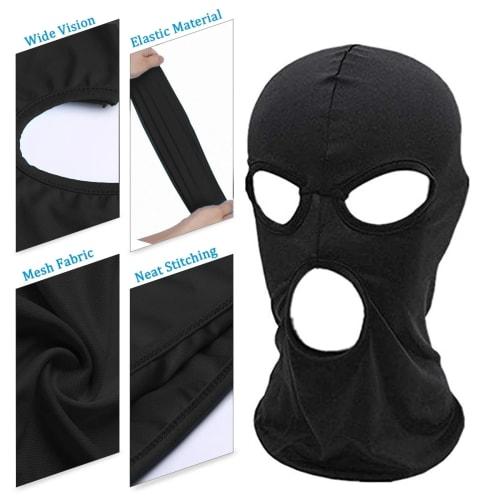 Kingsie Stretch 3-Hole Full Face Mask, Lightweight, Windproof and Sun Protection, Balaclava Helmet Inner, for Cycling, Motorcycles, and Airsoft (3-Hol