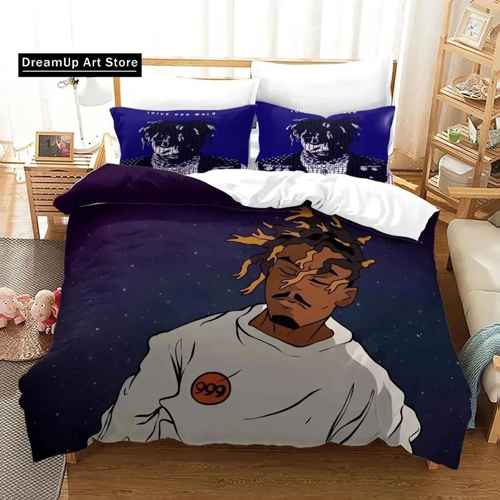 3D Print Fashion Juice Wrld Stars Bedding Set Boys Girls Twin Queen Full Size Duvet Cover Pillowcase Bed Adult Bedroom