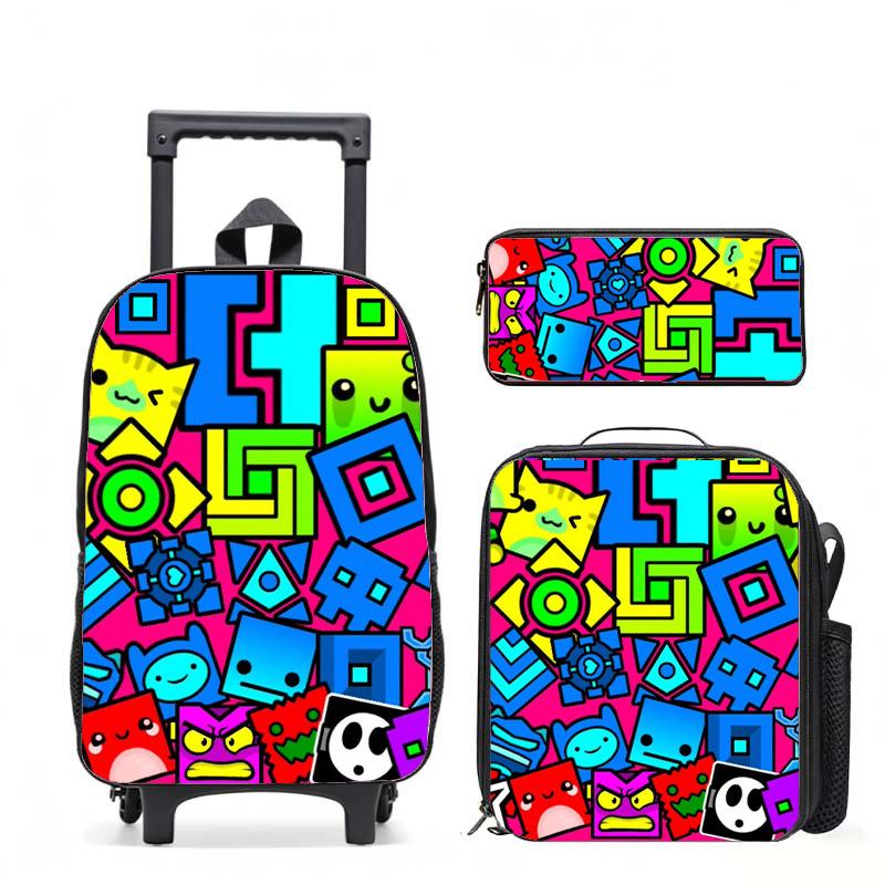 Geometrydash Backpack Geometrydash Elementary And Secondary School Printed Tie Rod Backpack