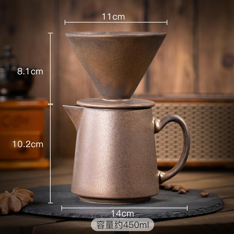 Kreatives Keramik Handaufguss Kaffeekannen-Set Ofengedreht Retro Kaffeefiltertasse Kaffeefilter Sharing-Kanne Heimdekoration