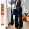 Women's High Waist Straight Leg Jeans Loose Fit Super Fleece Lined Non Stretch Dark Denim Pants Winter Warm Street Style Trousers