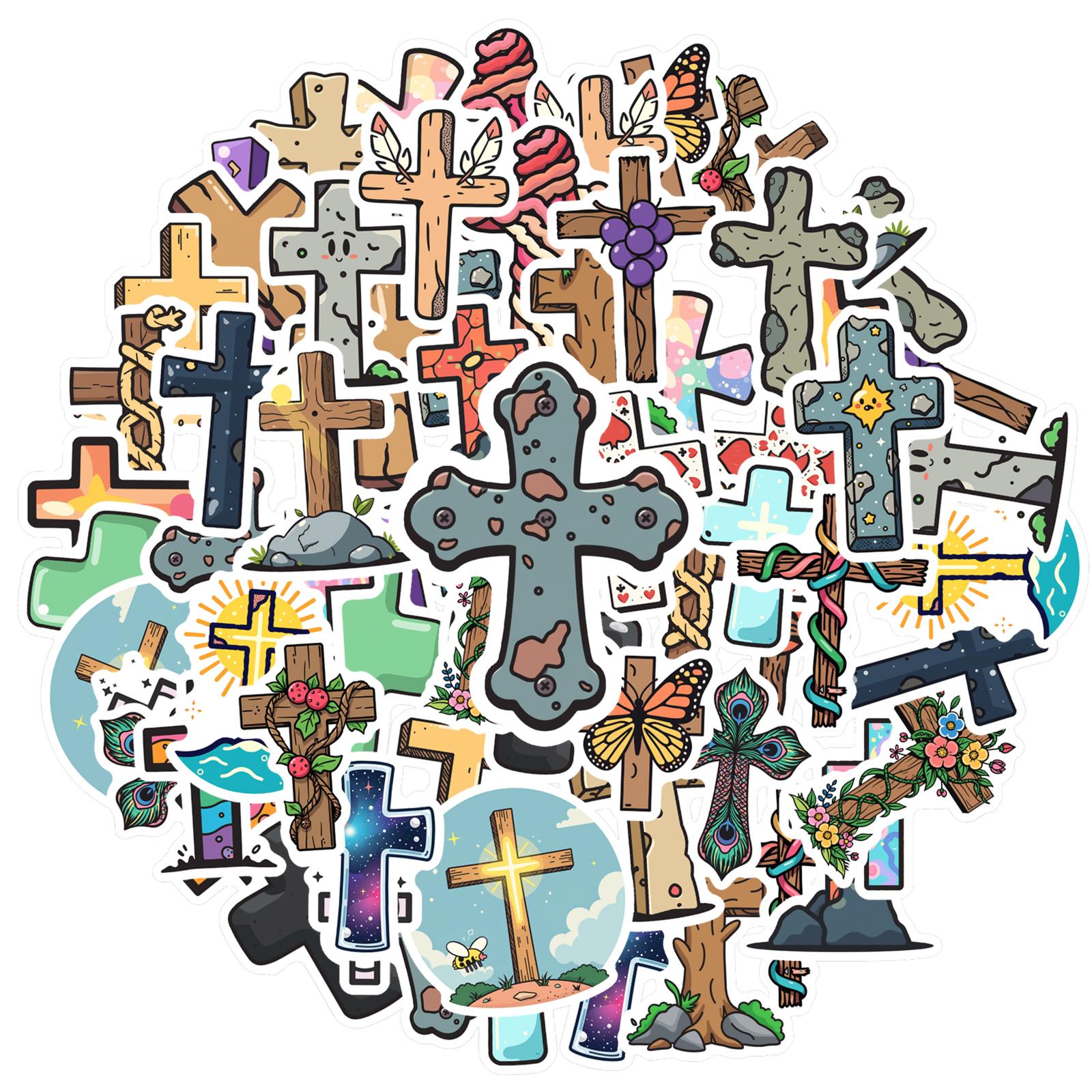 

Surreal Religion Decals Abstract Cross Decorative Stickers Religious Decals For Suitcase Car Sticker Fridge
