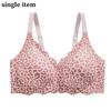 Leopard Print Bra Large Size Underwear Women's Jelly Glue Thin Seamless Steel Rim Bra