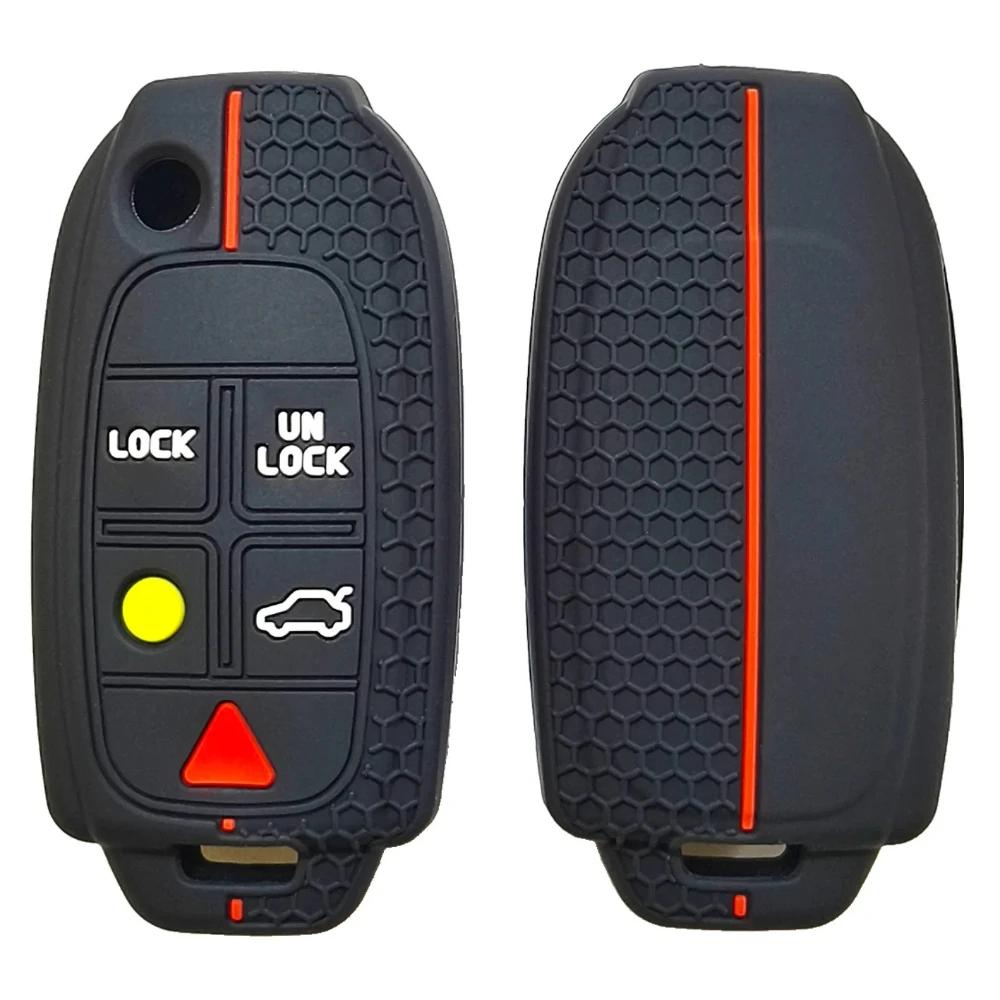 New Style Silicone Auto Key Fob Cover Case Mount Protect Set Fit For Volvo S80 S60 V70 Xc70 Xc90 D05 5 Buttons Folding Flip Key Fob Bag