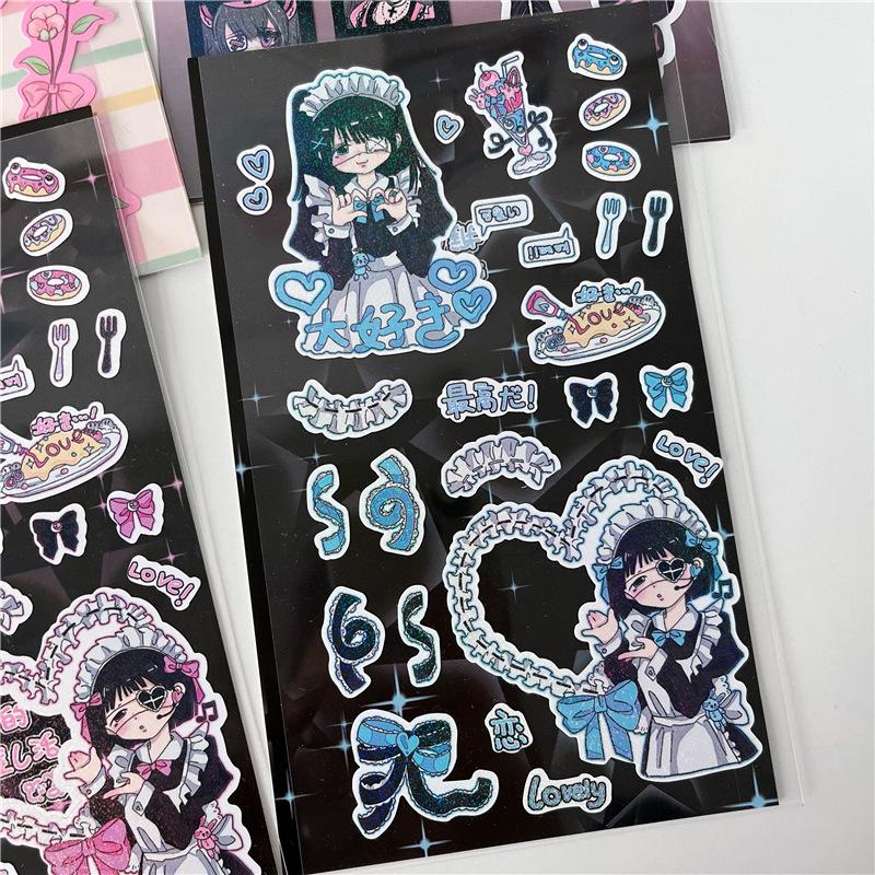 Korean Cute Maid Devil Angel Girl Stickers Scrapbooking DIY Album Decoration Sticker Aesthetic Personalized Kawaii Stationery
