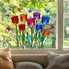 Nordic Glass Art Tulip Static Cling Window Sticker for Bedroom Home Decor