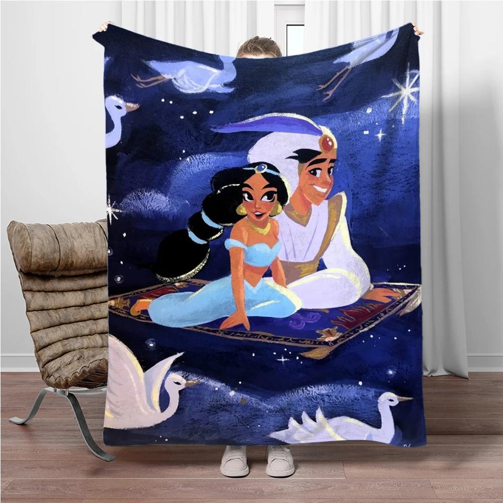 Aladdin Cartoon Princess Jasmine Children Warm Soft Blankets for Sofa Bed Cover Blanket Suitable for Birthday Souvenir Gifts