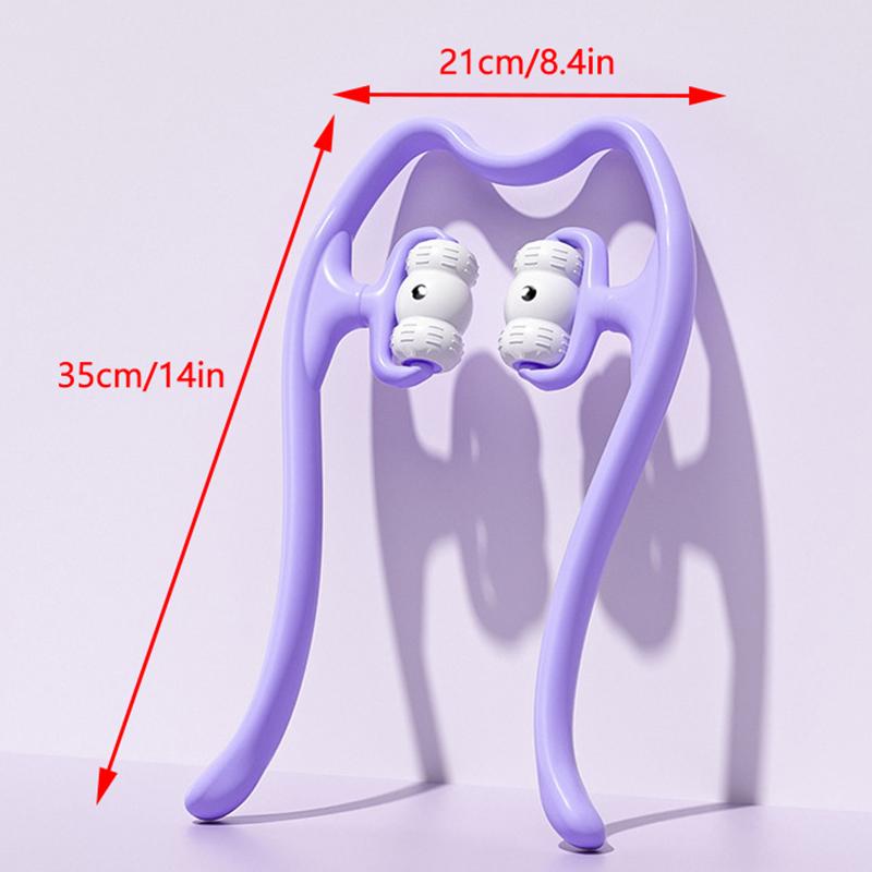 Neck Massager Therapy Neck Shoulder Dual Trigger Point Roller Self-Massage Tool Relieve Neck Pressure Deep Pressure Massage