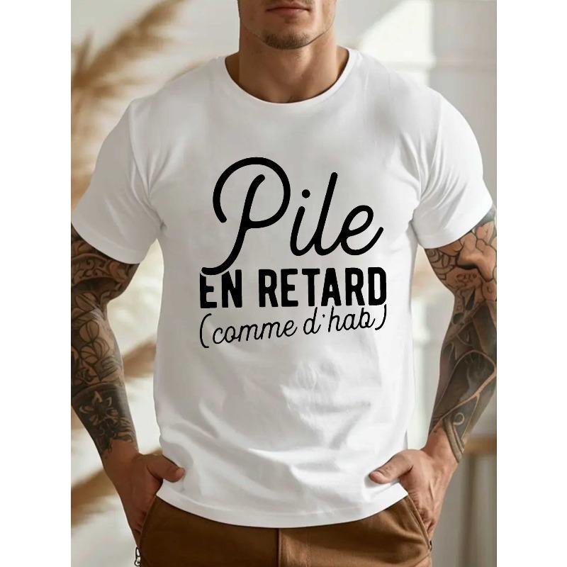 Смешная французская мятая мужская футболка большого размера S