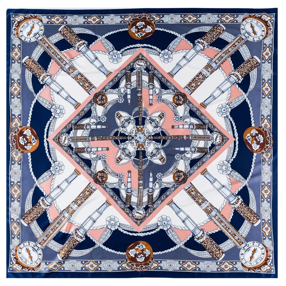 Lenço Mulheres Xales Grandes Estampa Jardim dos Fundos Estolas Lenço Quadrado Lenço de Luxo Hijab Lenços Femininos 130Cm