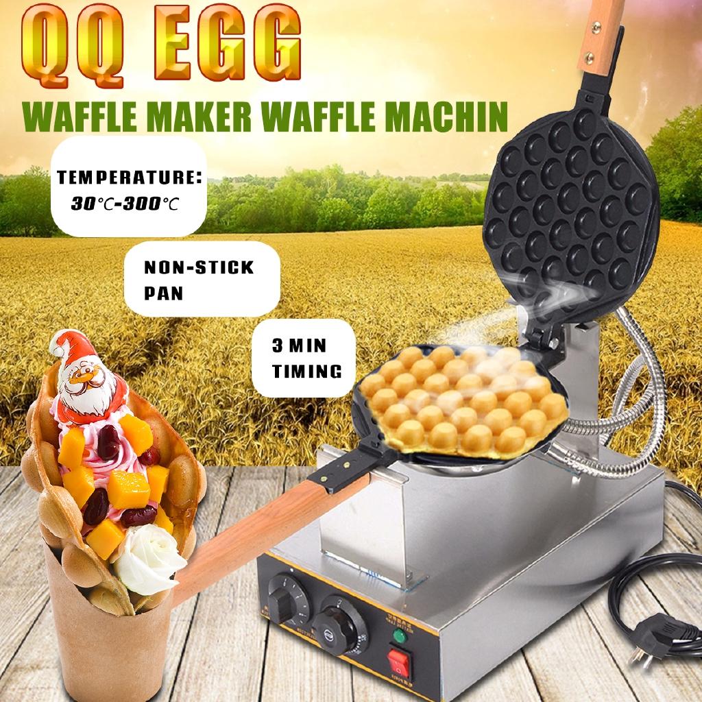 1.1 Kw Non-stick Commercial Electric Waffle Maker Waffle Baker Ice Cream Crispy Cone Making Machine Bubble Egg Cake Eggettes Oven