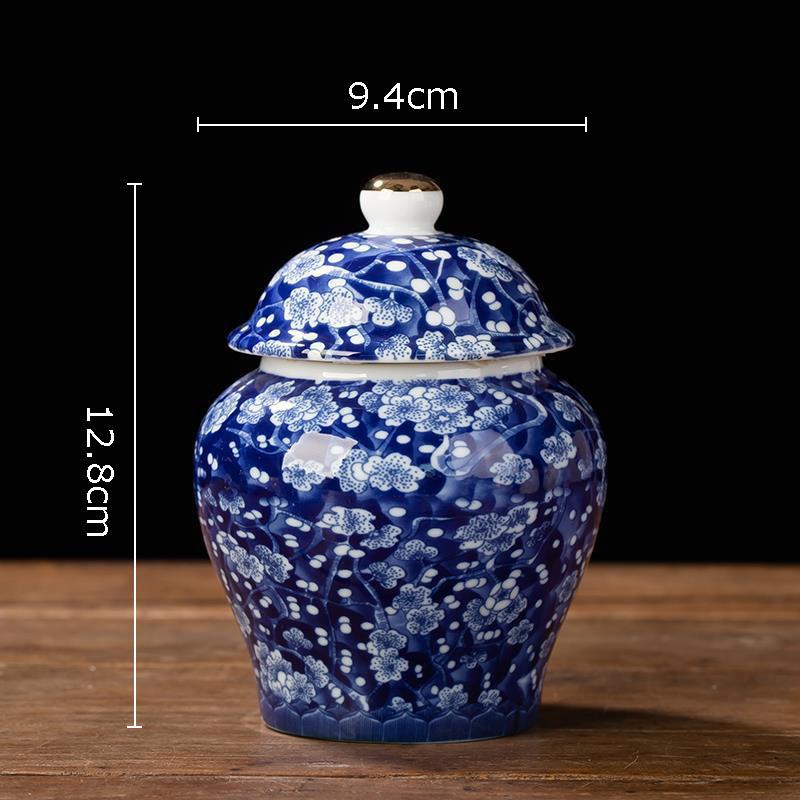 Blau-weiße Porzellan-Teedose Keramik-Tee-Organizer-Box Aufbewahrungsgläser Schreibtischdekoration Teeglas Kaffeebehälter Teedose