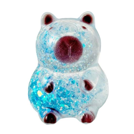 Glitter Capybara Sugar Stress Ball Anxiety Relief Clear Capybara Squeeze Toy Stretchy Slow Rising Relaxing Animal Pinch Fidget Toy