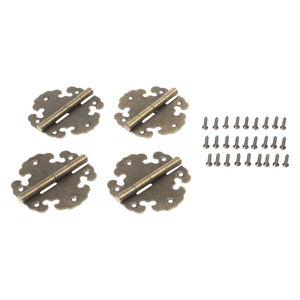 4 pcs Antique Decorative Hinges for Wooden Door Cabinets Rustic Design