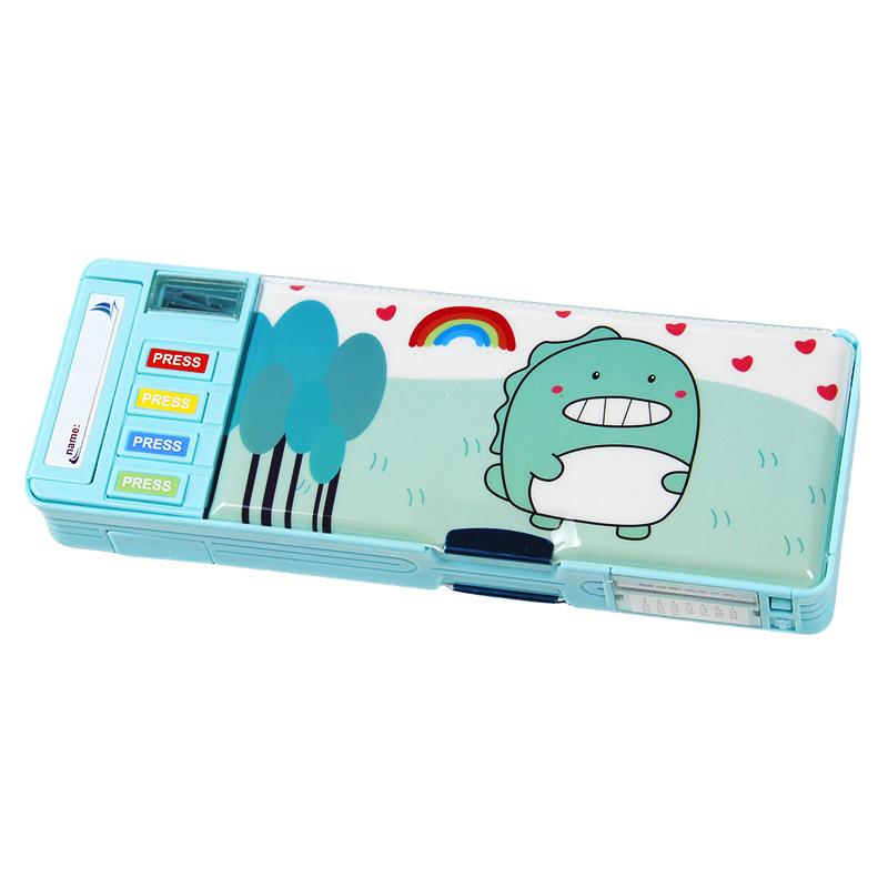 Cute Press Button Pencil Case for Kids, Durable PVC Material With Integrated Organizer, Calendar, and Magnetic Closure