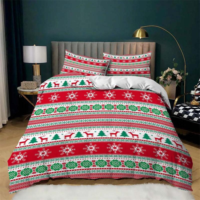 Christmas Duvet Cover Sets With Red White Snowflake Holiday Style Christmas Xmas Design For Christmas Bedroom Decoration Women