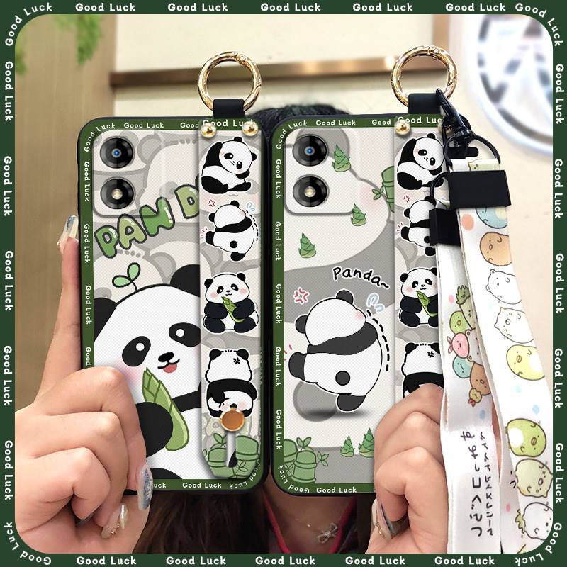 Wristband Dirt-resistant Phone Case For MOTO E13 Cute Cartoon Lanyard Durable Wrist Strap Protective Shockproof Silicone