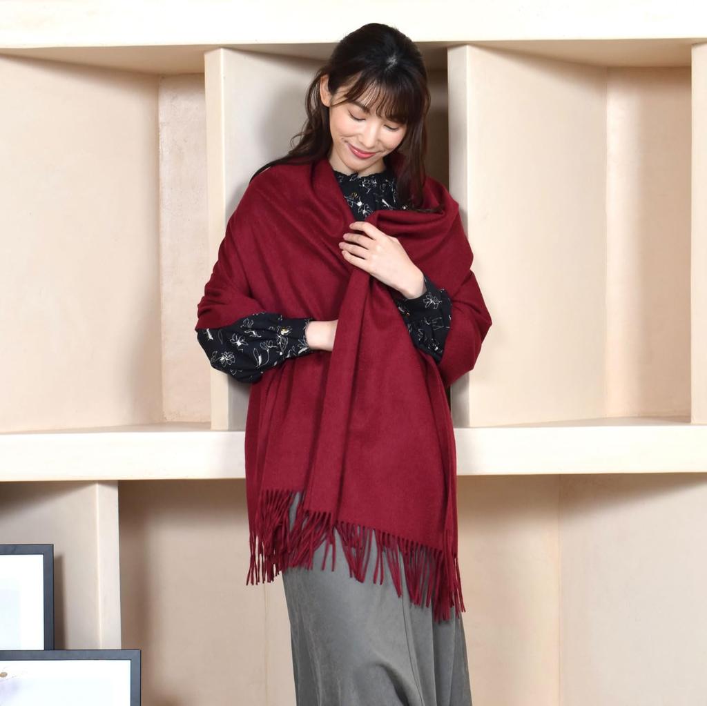 Hayashiguchi Thick Cashmere Gift with Original Box Bordeaux 100% Stole, Large, Wrapped, (CS0055),