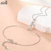 EFFIE QUEEN 925 Solid Sterling Silver Water Drop Zirconia Chain Bracelet Fashionable Jewelry for Women Party Celebration APV03