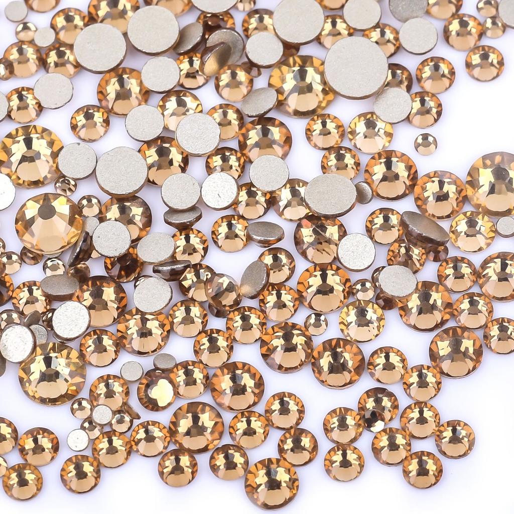 Weichen, Gold Bottom Mixed Glass Flat Bottom Diamond Nail Drill, Decorative Mobile Phone Case Diy Nail Accessories Rhinestone Jewelry
