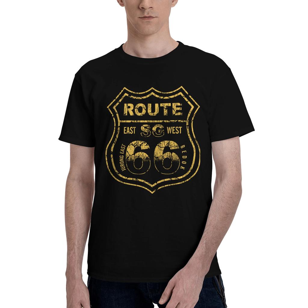 Awesome Motorcycle Route 66 Tshirts Unisex Unisexs Crew Neck Pure Cotton T Shirts Motorcycle Cruise America Tees Plus Size Clothes