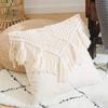 Hand-woven Bohemian Macrame Pillow Cover with Tassel Pillowslip Ethnic Knitted Pillow Case  Bedroom