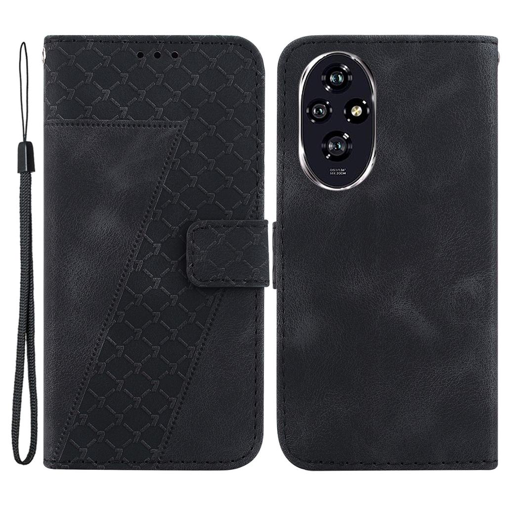 For Honor 200 5G Stand Case Pattern Imprint Leather Wallet Phone Cover with Strap