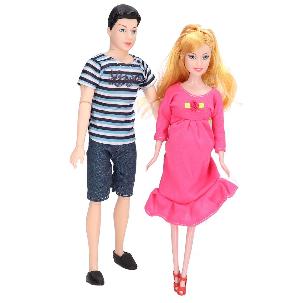 5 Pieces People Family Dolls Early Educational Gifts Accessories with Dad Pregnant Mom Boys Girls Bicycle Scooter