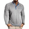 Men'S Button Up Long Sleeved Fashionable Casual Sports Top